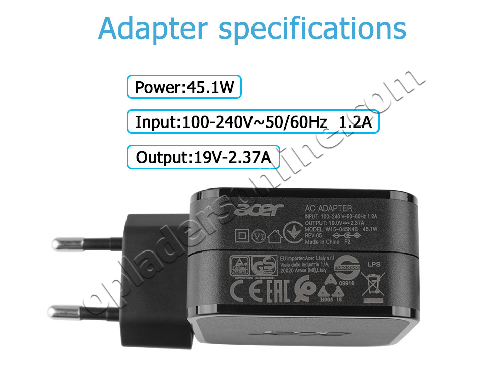 Origineel 45W Acer Swift 1 SF113-31-P4ZD Adapter Voeding Oplader + Koord