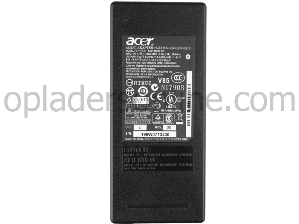 90W Acer PA-1900-04AC PA-1900-04QB AC Adapter Oplader