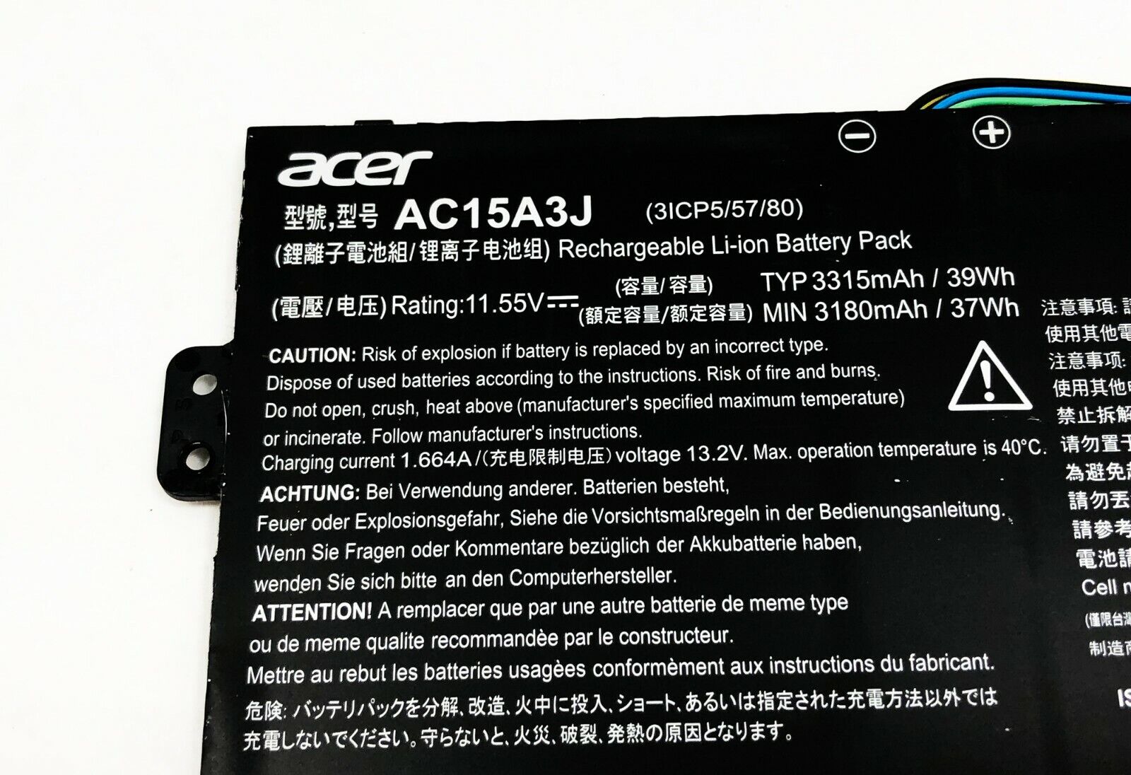3315mAh 39Wh 3-Cellen Acer Chromebook Spin 511 R752T Accu Batterij