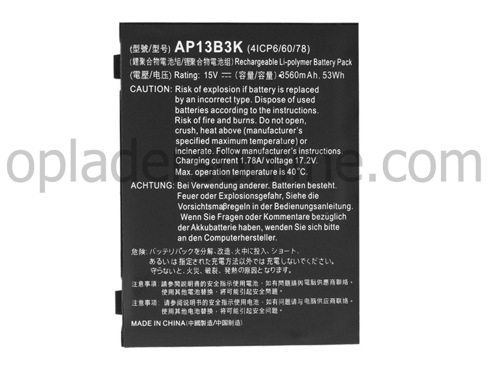 3560mAh 53Wh 4 Cellen Acer Aspire V5-473P Aspire V5-473PG Accu Batterij