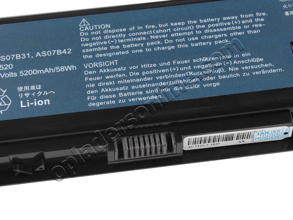 4400mAh 48Wh 6-Cellen Acer Aspire 7520G Aspire 7530 Accu Batterij