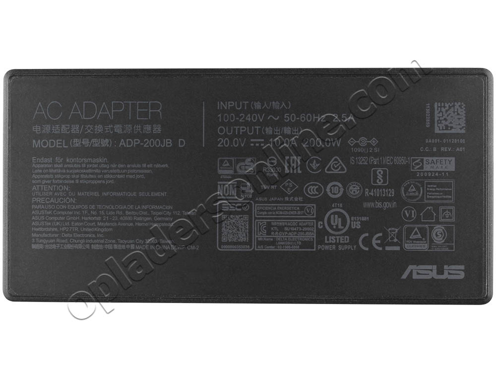 Origineel 200W Asus ADP-200JB D ADP-200JB DA Adapter Voeding Oplader + Koord