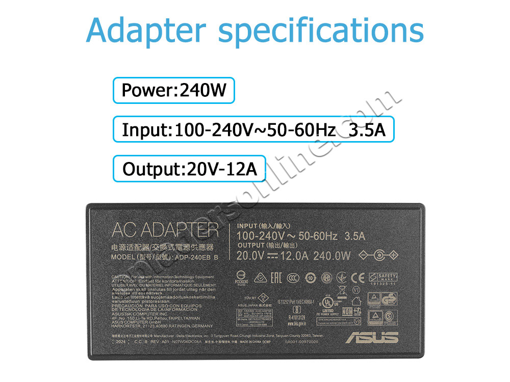 Origineel 240W Asus A20-240P1A Oplader Adapter + Koord