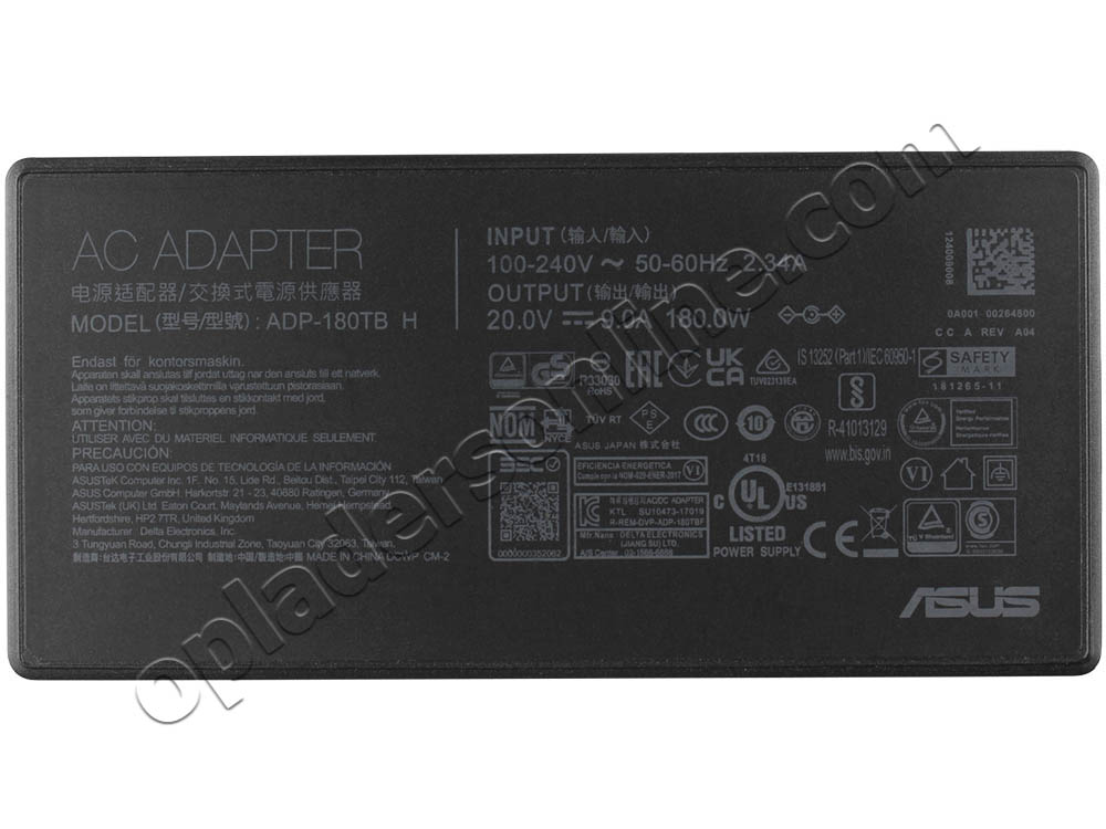 Origineel 180W Asus TUF Gaming F15 FX506HCB Adapter Voeding Oplader + Koord