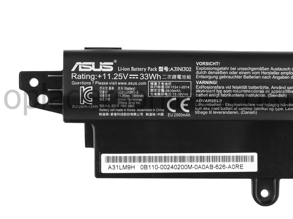 Origineel 11.25v 3300mAh Asus Vivobook F200LA Accu Batterij