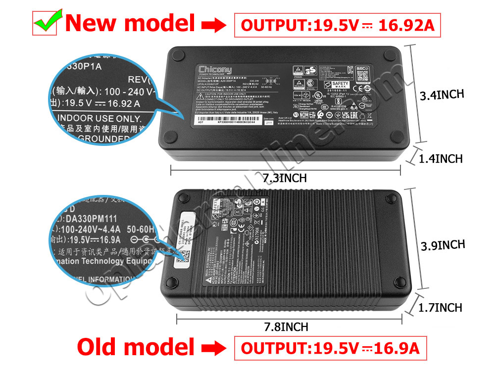 Origineel 330W MSI Raider GE76 Deluxe 12UHS (MS-17K4) Adapter Voeding Oplader + Koord