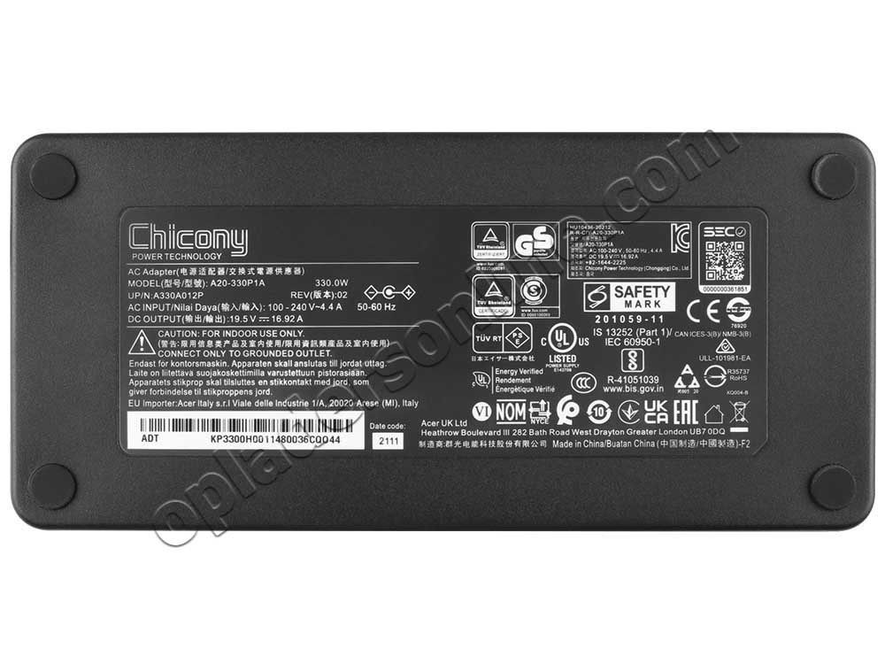 Origineel 330W MSI Raider GE76 Deluxe 12UHS (MS-17K4) Adapter Voeding Oplader + Koord