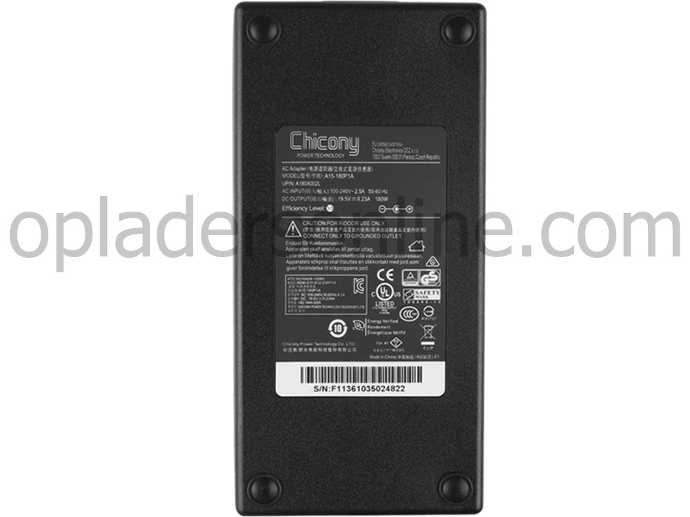 Origineel 180W Clevo A180A005L Adapter Voeding Oplader + Koord