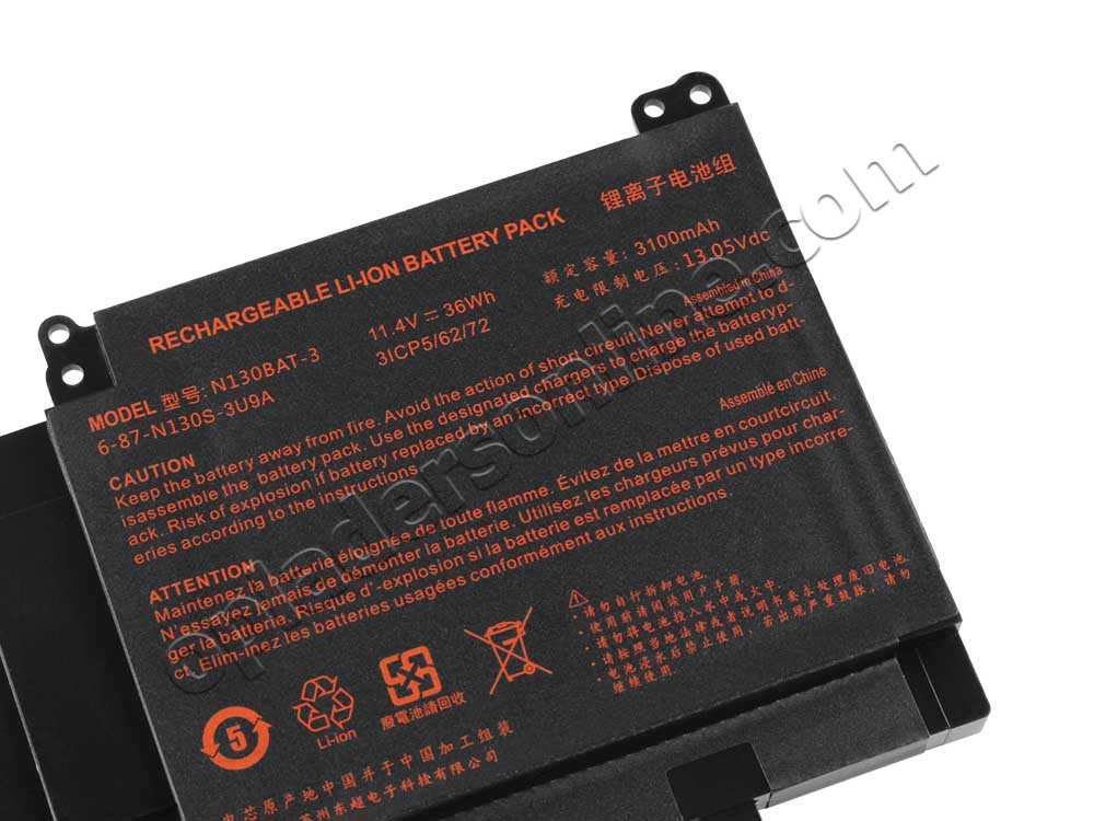 3100mAh 36Wh 3 Cellen Clevo N131BU N131WUN130WU Accu Batterij