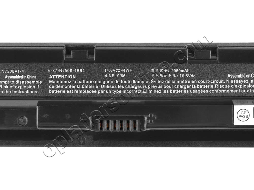 Clevo N750WG N750WL N751BU Accu Batterij 2950mAh 44Wh 4 Cellen