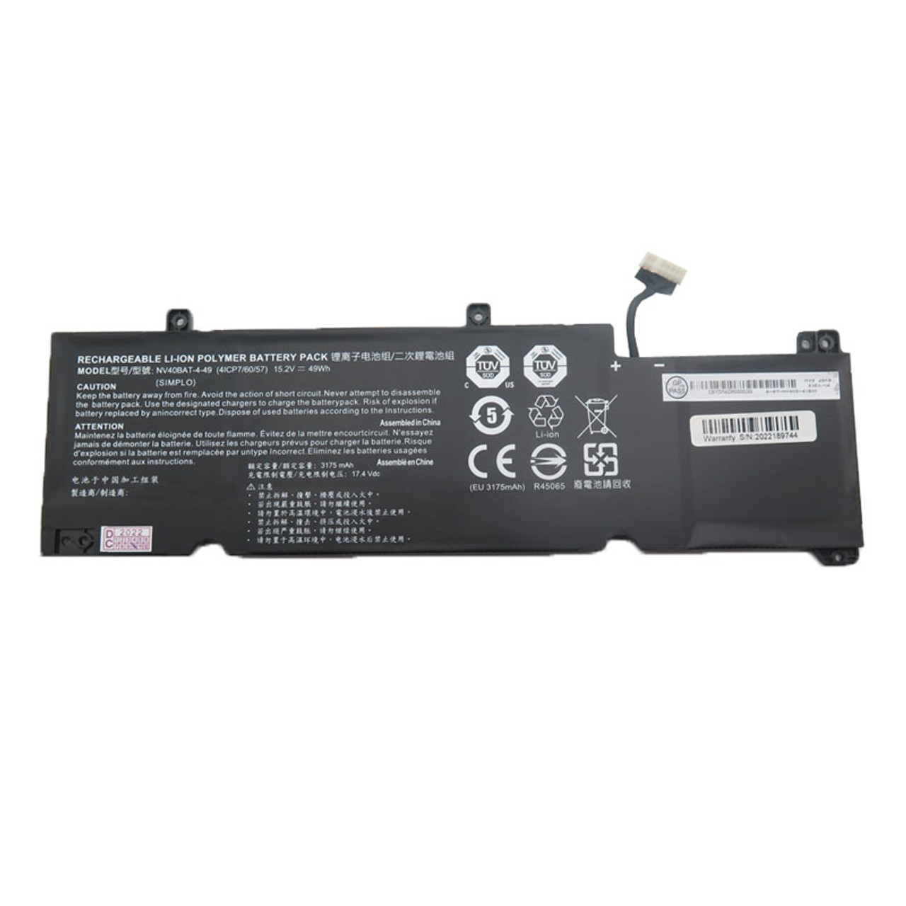 Clevo 6-87-NV40S-41B01 Accu Batterij 3175mAh 49Wh 3 Cellen