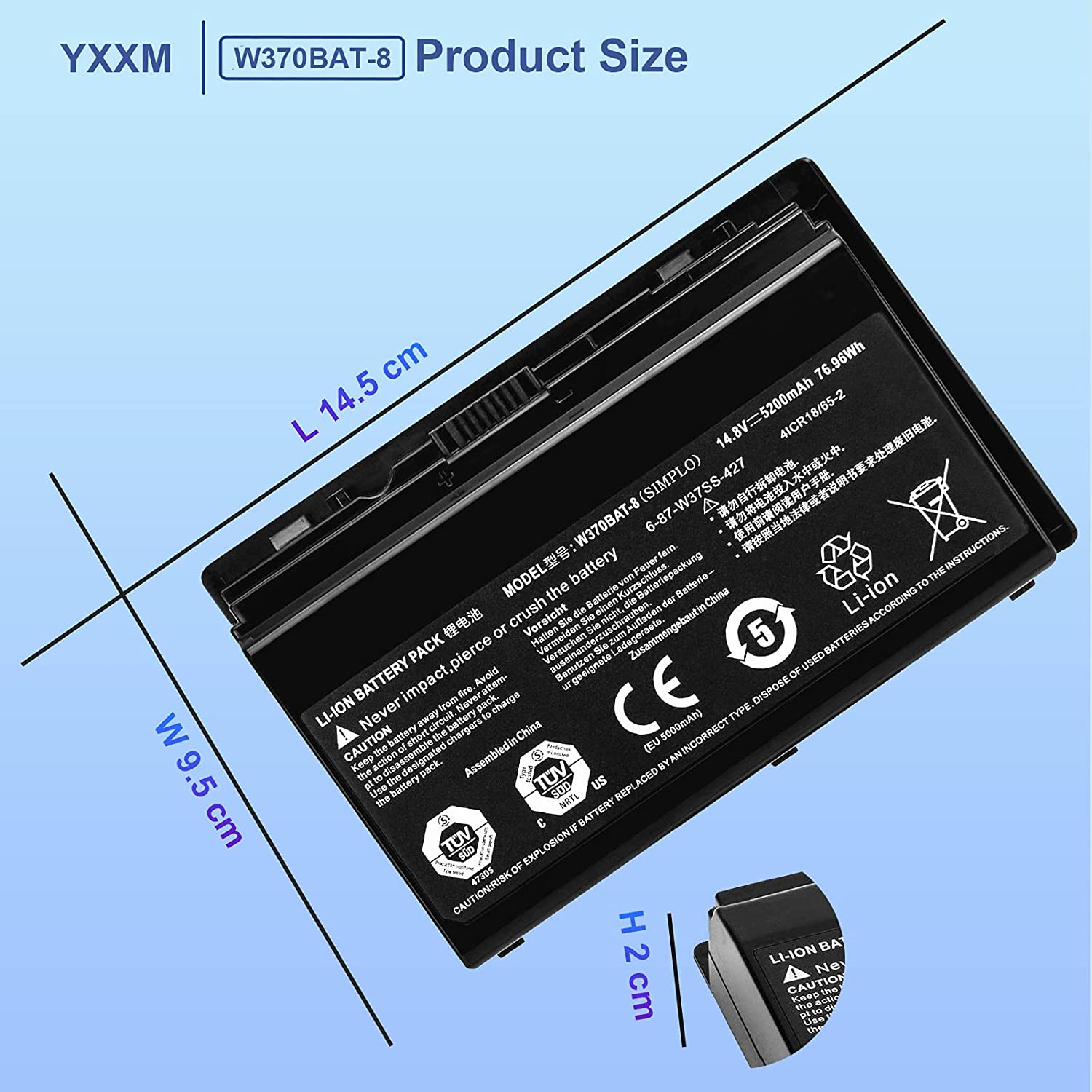 5200mAh Hasee K650C-I7 D1 Accu Batterij