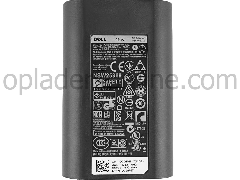 Origineel 45W Dell Vostro 15 3558 AC Adapter Voeding Oplader