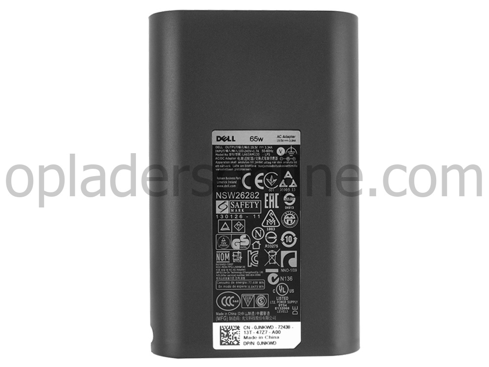 65W Dell Inspiron 7506 2n1 P97F P97F003 Oplader Adapter + Koord