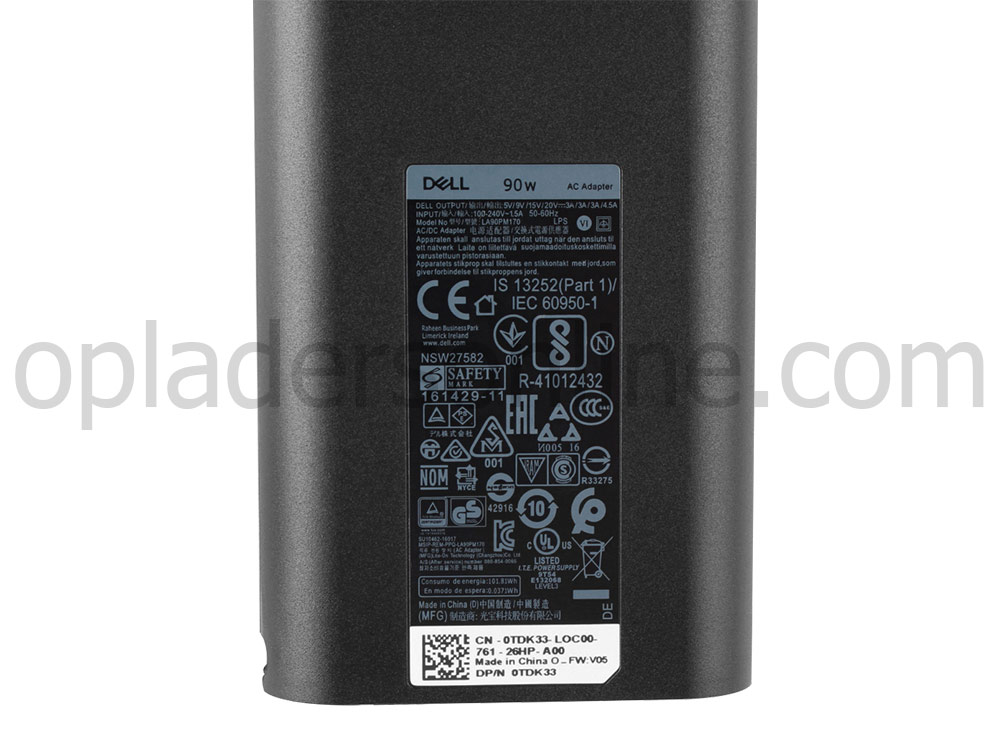 90W Dell Chromebook 3100 P29T P29T001 Adapter Voeding Oplader