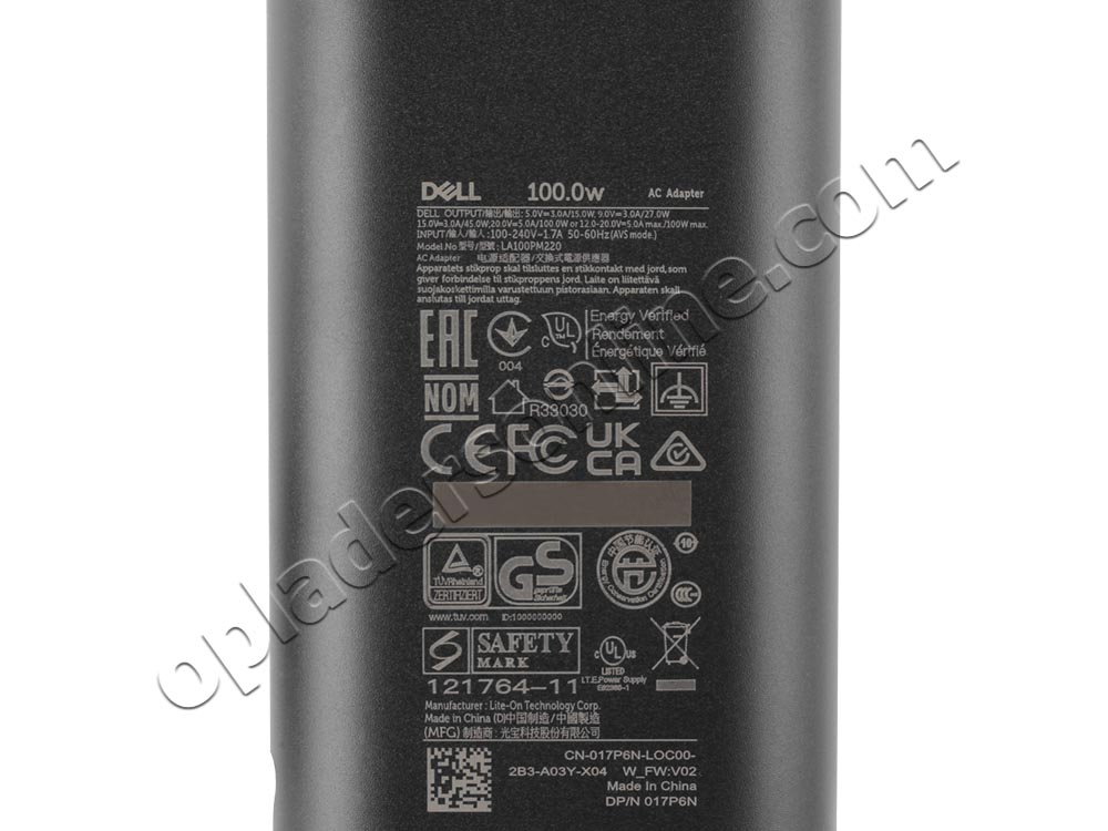 Origineel 100W USB-C Dell 0JRF1C JRF1C Adapter Voeding Oplader + Koord