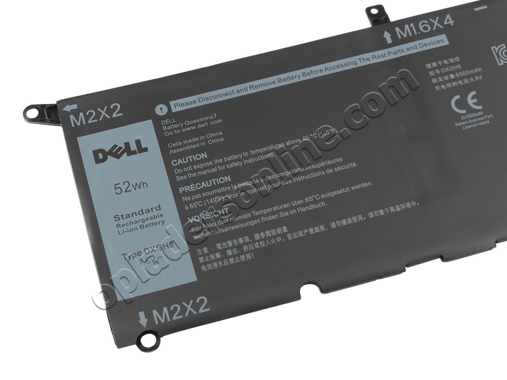 6500mAh 52Wh 4-Cellen Dell XPS 13 9370 P82G P82G001 Accu Batterij