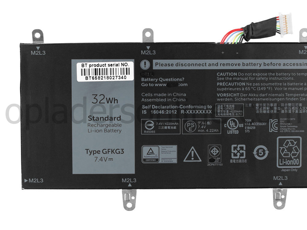 Origineel 32Wh 2 Cellen Dell GFKG3 0GFKG3 WH96V VN25R Accu Batterij