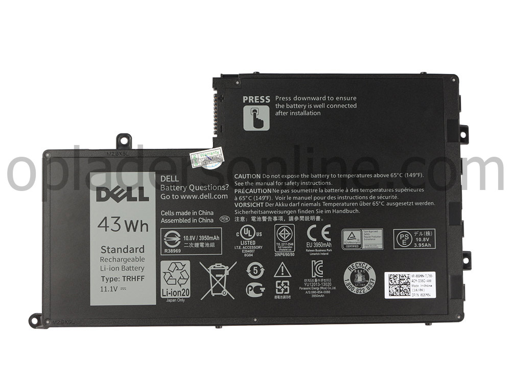 Origineel 43Wh 3800mAh 3-Cellen Dell 1V2F6 Accu Batterij