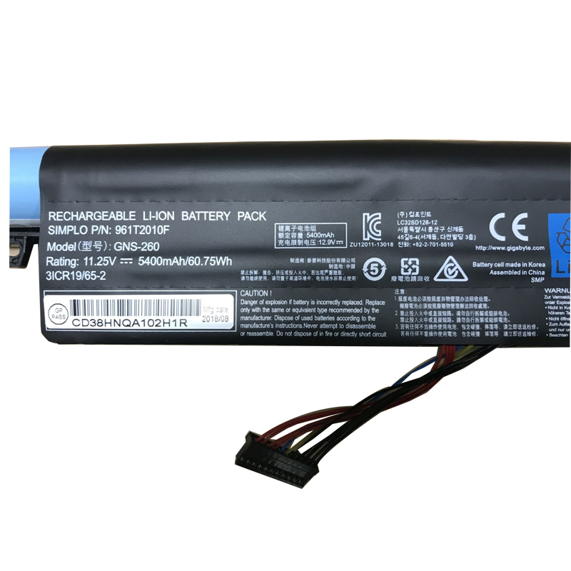 Originele Gigabyte 961T2010F Gigabyte GNS-260 Accu 5400mAh 60.75Wh 6-Cellen