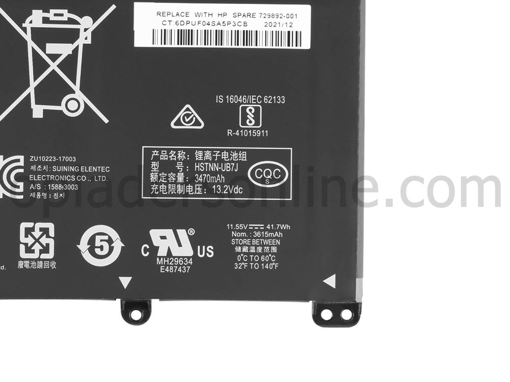 3630mAh/41.9Wh/3-Cellen HP TF03XL HSTNN-LB7X HSTNN-LB7J Batterij