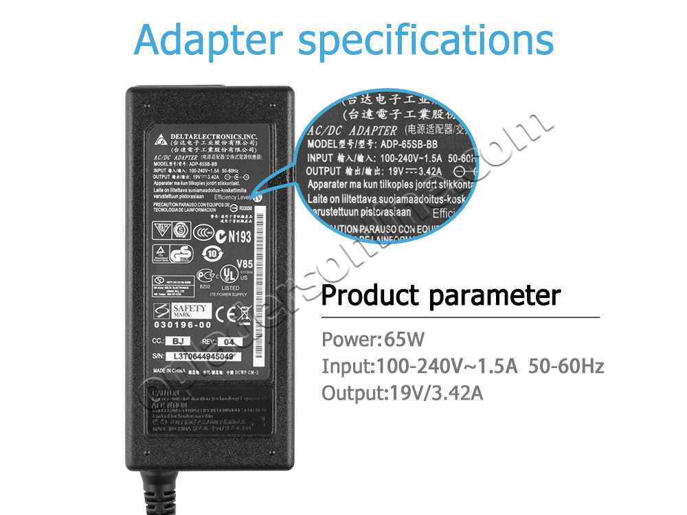 65W HP 23er 23-inch Monitor Adapter Voeding Oplader + Koord