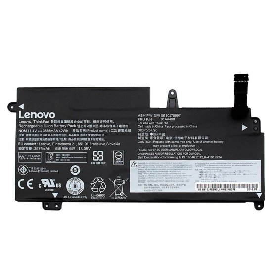 42Whr 3685mAh 3-Cellen Lenovo 01AV402 Accu Batterij