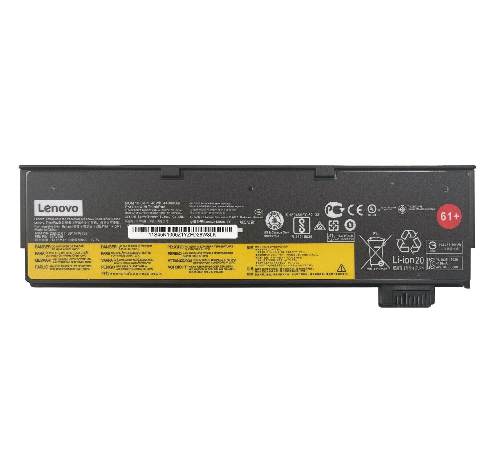 4400mAh 48Wh 6 Cellen Lenovo SB10K97583 SB10K97584 Accu Batterij