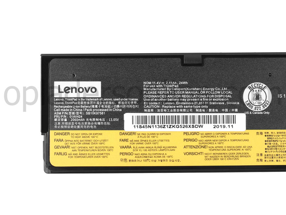 Originele 2100mAh 24Wh Lenovo SB10K97585 SB10K97597 Accu Batterij