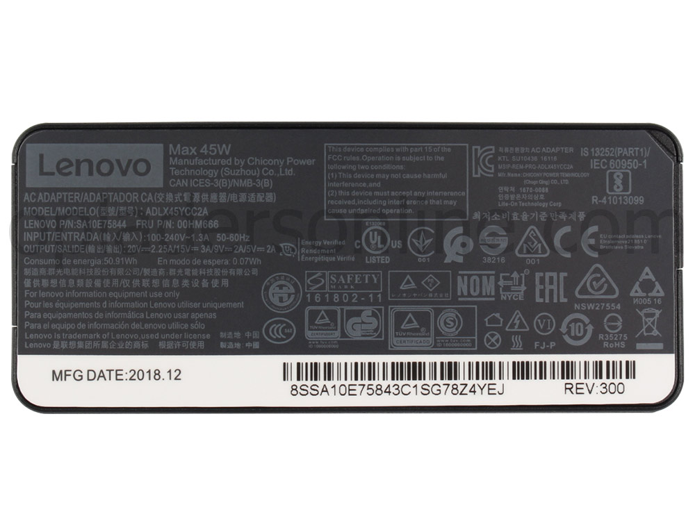 Origineel 45W Lenovo ThinkPad T470 20HE Adapter Voeding Oplader USB-C