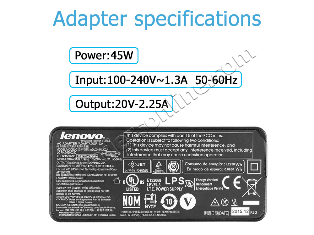 Origineel 45W lenovo IdeaPad S330 AC Adapter Voeding Oplader