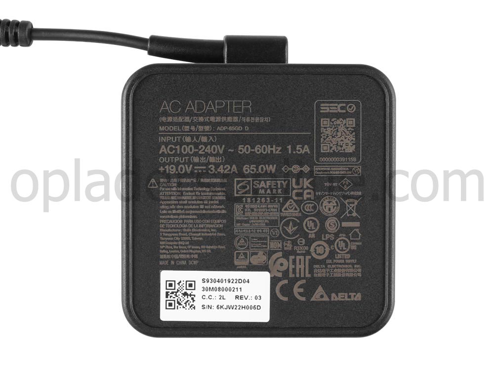 19V 3.42A 65W MSI Modern 15 A11M-092NL Adapter Voeding Oplader