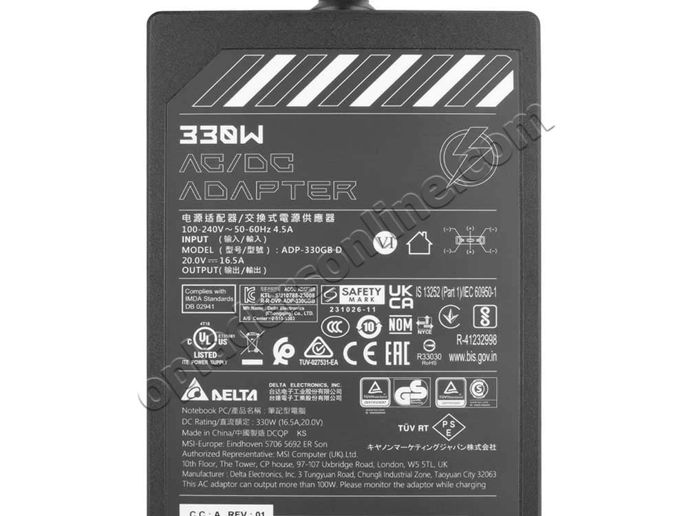 Origineel 330W MSI Raider GE78HX 13VH-069IT AC Adapter Voeding Oplader + Kabel
