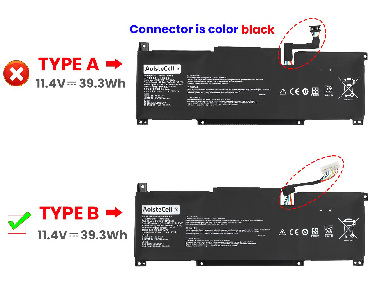 Accu Batterij MSI BTY-M494(3ICP5/71/74) 39.3Wh