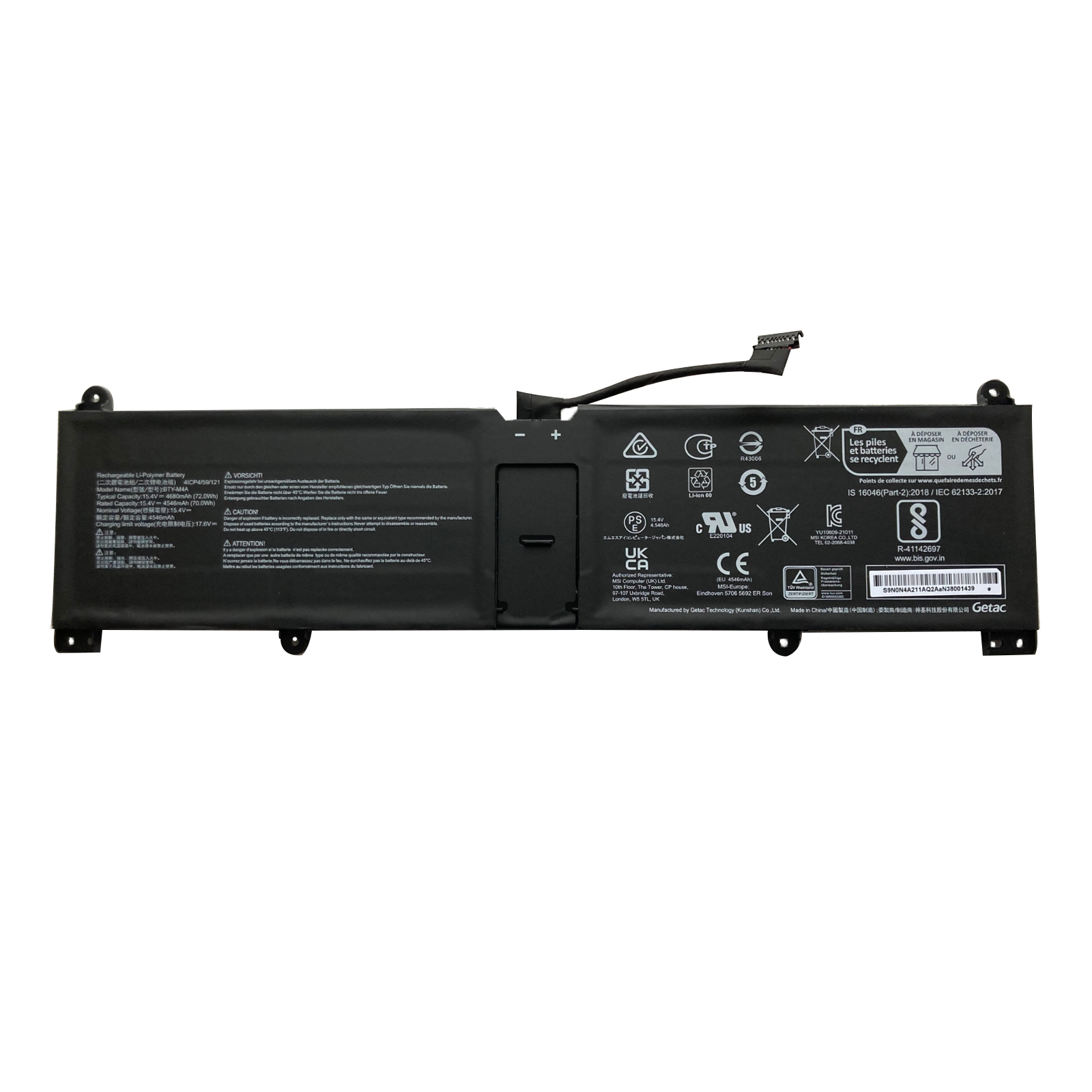 Accu Batterij MSI 9S7-14K111-014 4650mAh 72Wh