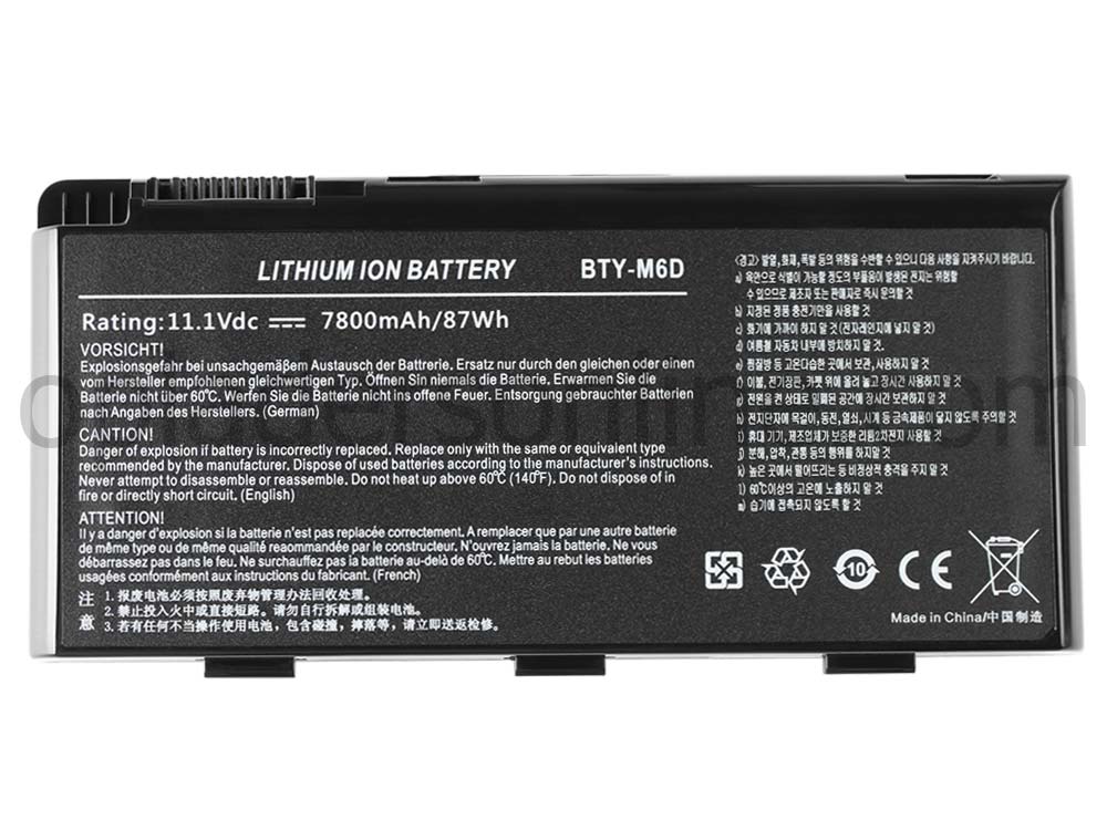 7800mAh MSI WT70 2OK-1899NL WT70 2OK-2053FR Accu Batterij