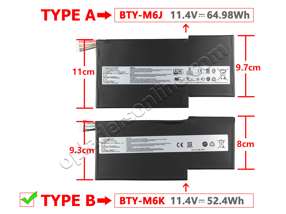 4600mAh 52.4Wh MSI GF75 Thin 10UD GF75-Thin-10UX Accu Batterij
