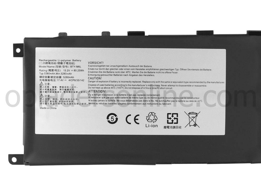 Accu Batterij MSI 541389480002 5380mAh