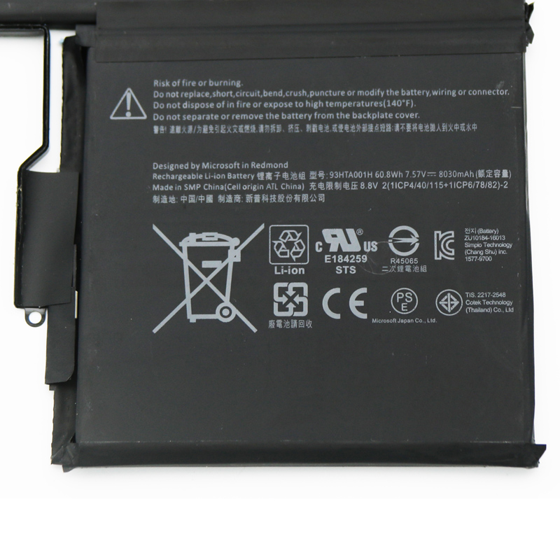 Originele Microsoft 93HTA001H Accu 8030mAh 60.8Wh 6-Cellen