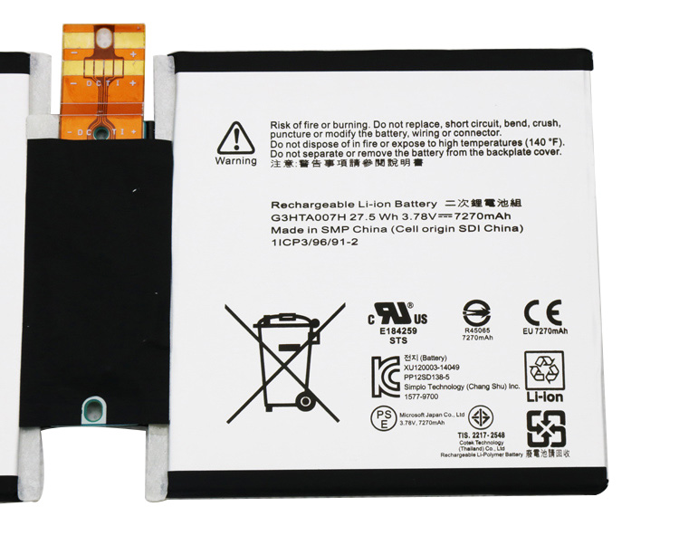 Originele Microsoft G3HTA003H G3HTA004H Accu 7270mAh 27.5Wh 2-Cellen