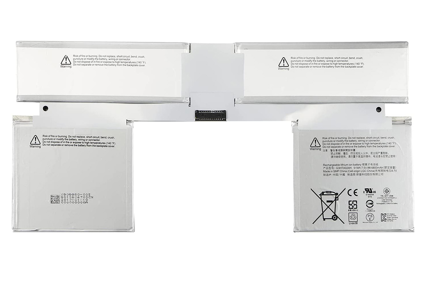 Originele Microsoft Surface Book GEN2 13.5-inch Accu 6800mAh 51Wh 4-Cellen - Klik op de afbeelding om het venster te sluiten
