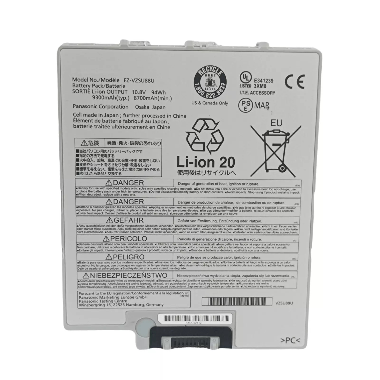 Accu Batterij Panasonic Toughpad FZ-G1 8700mAh 94Wh