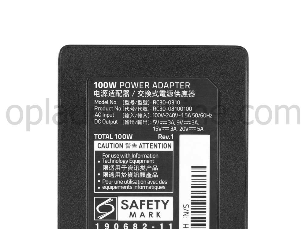 Origineel 100W USB-C Razer Blade 15"(2023) RZ09-0485x Adapter Voeding Oplader + Koord