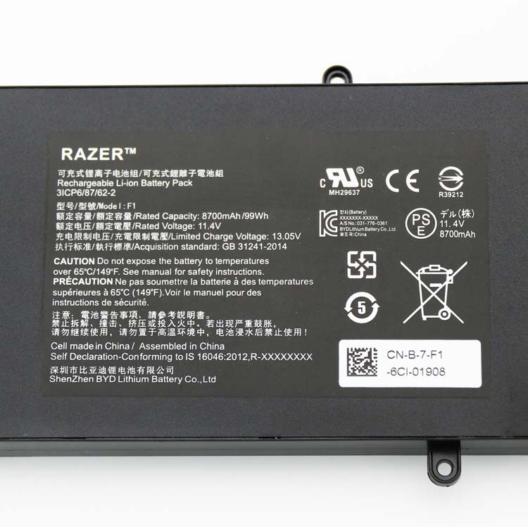 Originele 8700mAh 99Wh 6 Cellen Razer 3ICP6/87/62/2 Accu Batterij