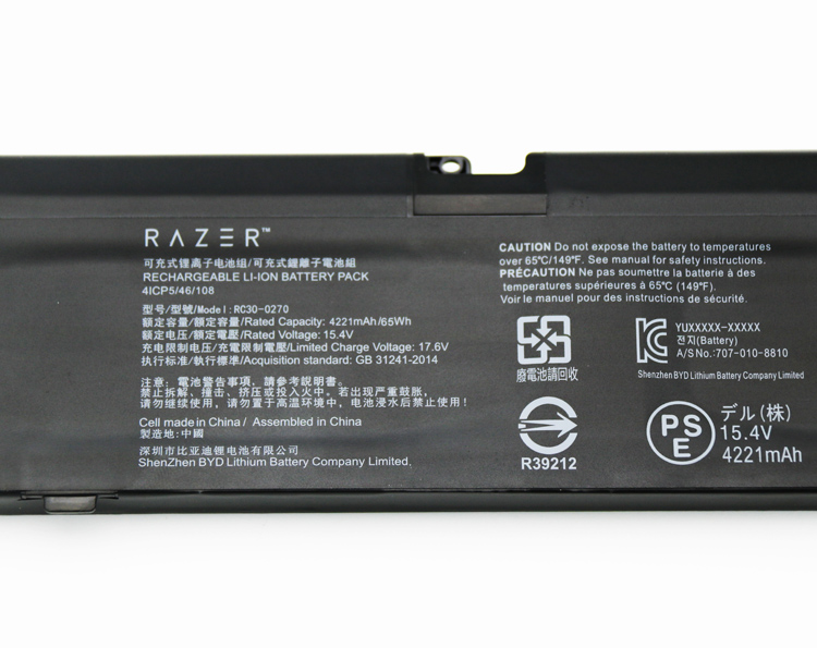Originele 4221mAh 65Wh 4 Cellen Razer Blade 15 RZ09-03006G92-R3J1 Accu Batterij