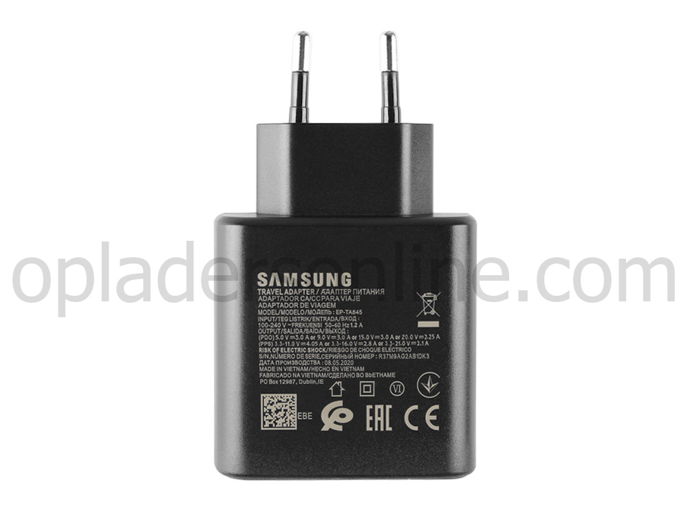 45W USB-C Samsung Galaxy M11 SM-M115F/DSN Adapter Voeding Oplader + Koord