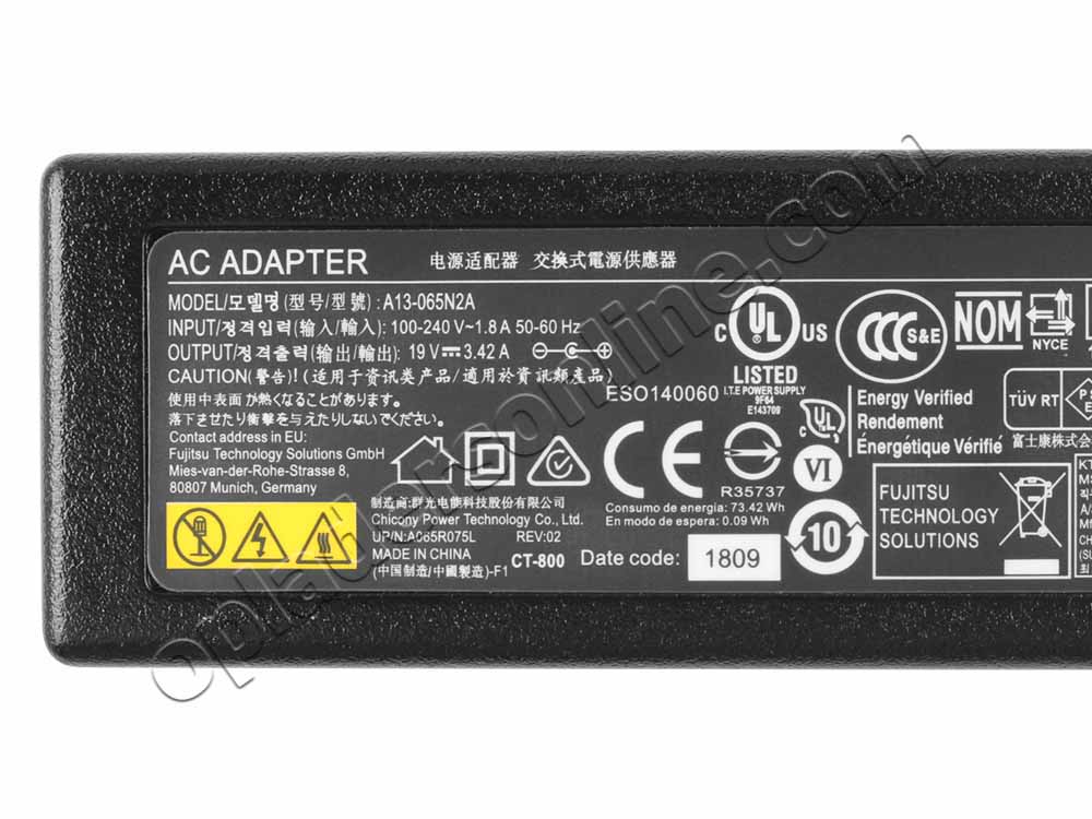 65W(5.5*2.5) Fujitsu LifeBook T937 Fujitsu LifeBook T938 Oplader Adapter