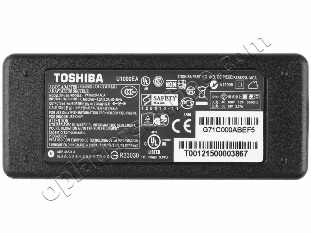 45W Toshiba Portege Z20t-C-11N Adapter Voeding Oplader + Koord