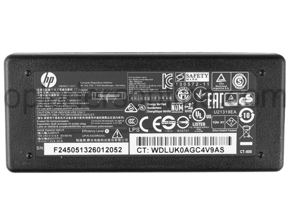 20W HP Envy x2 11-g000eb 11-g000ed 11-g100eg AC Adapter Oplader